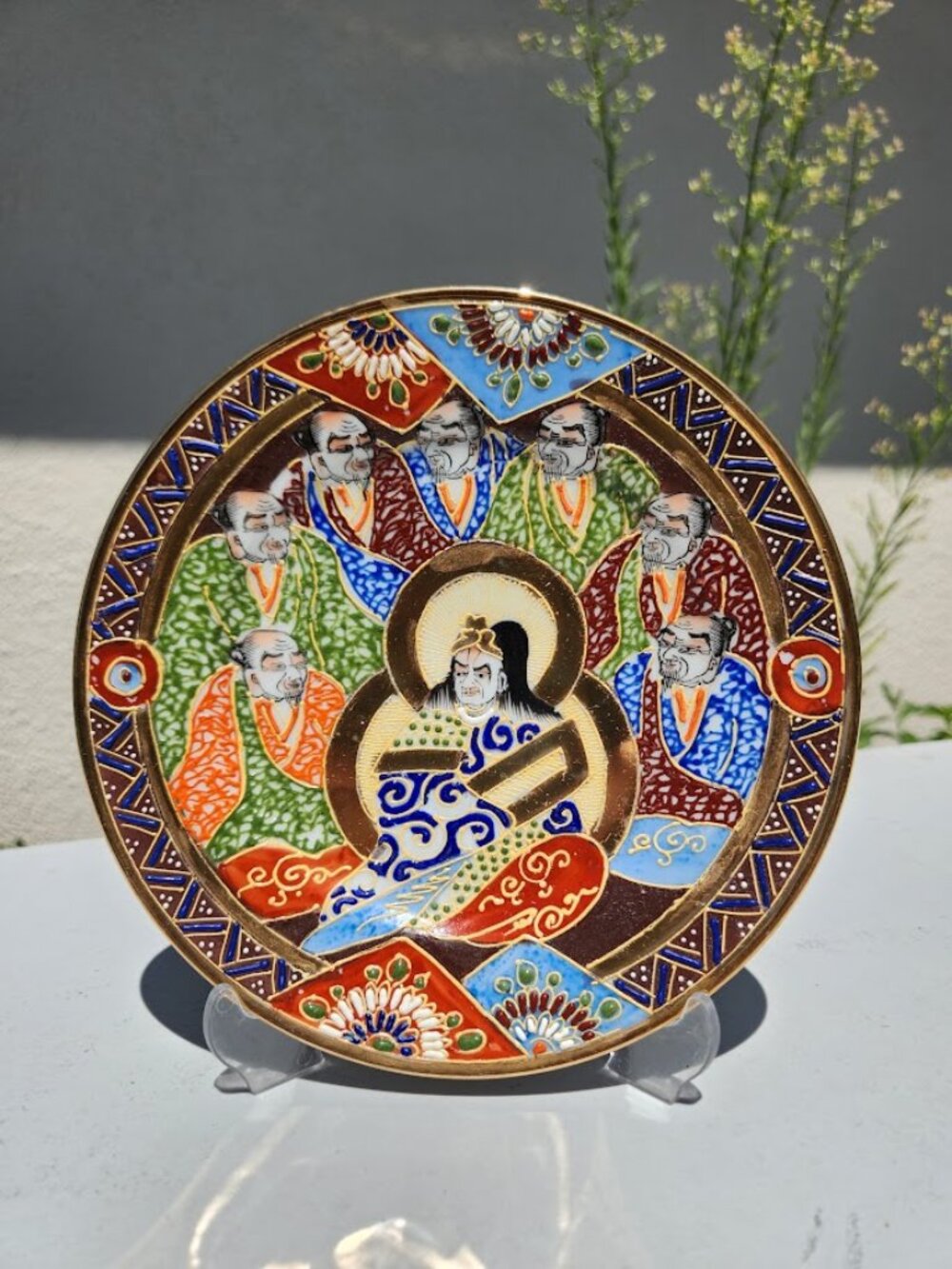 Vintage Japanese Satsuma hand-painted decorative plate Japan Porcelain Asian Art